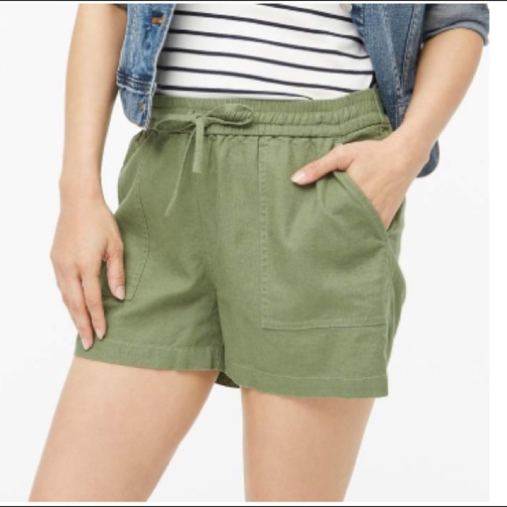 Jcrew linen blend olive green shorts XS
